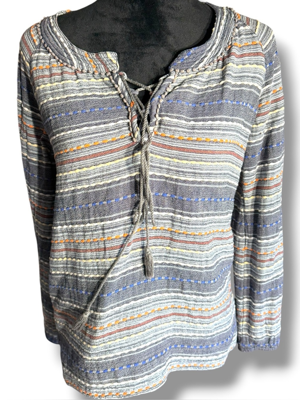 Denim & Supply Ralph Lauren Blue and Cream Striped Knit Top